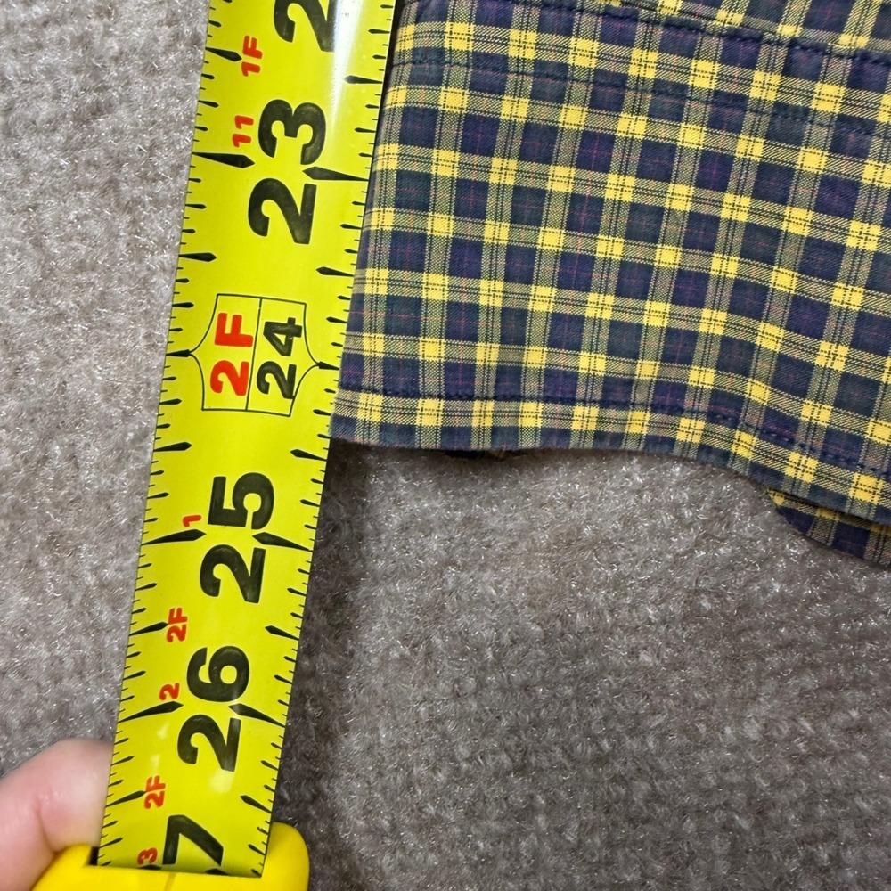 Polo Ralph Lauren Mens Plaid Button Down Shirt Yellow Navy Blue Cotton Size M - Picture 4 of 9